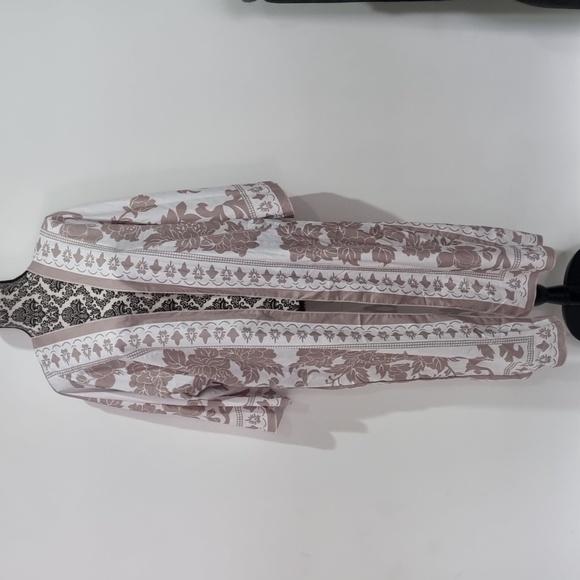 Dresses & Skirts - White and light brown floral boho robe, long sleeve approx size 10 to 14